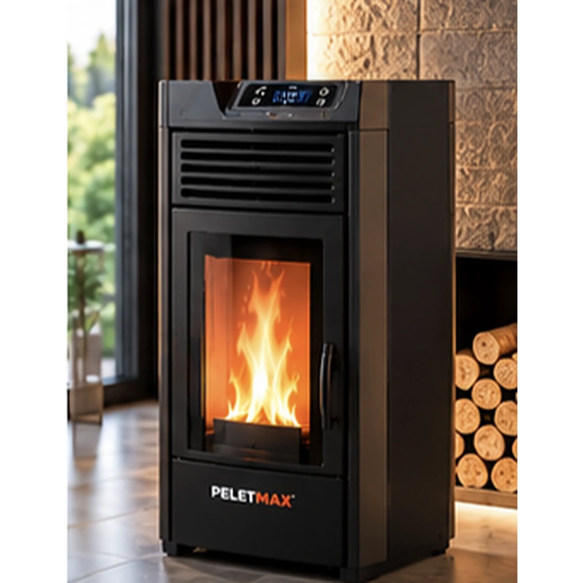 Peletmax Atlas 12 kW Siyah Pelet Sobası – ortam görseli