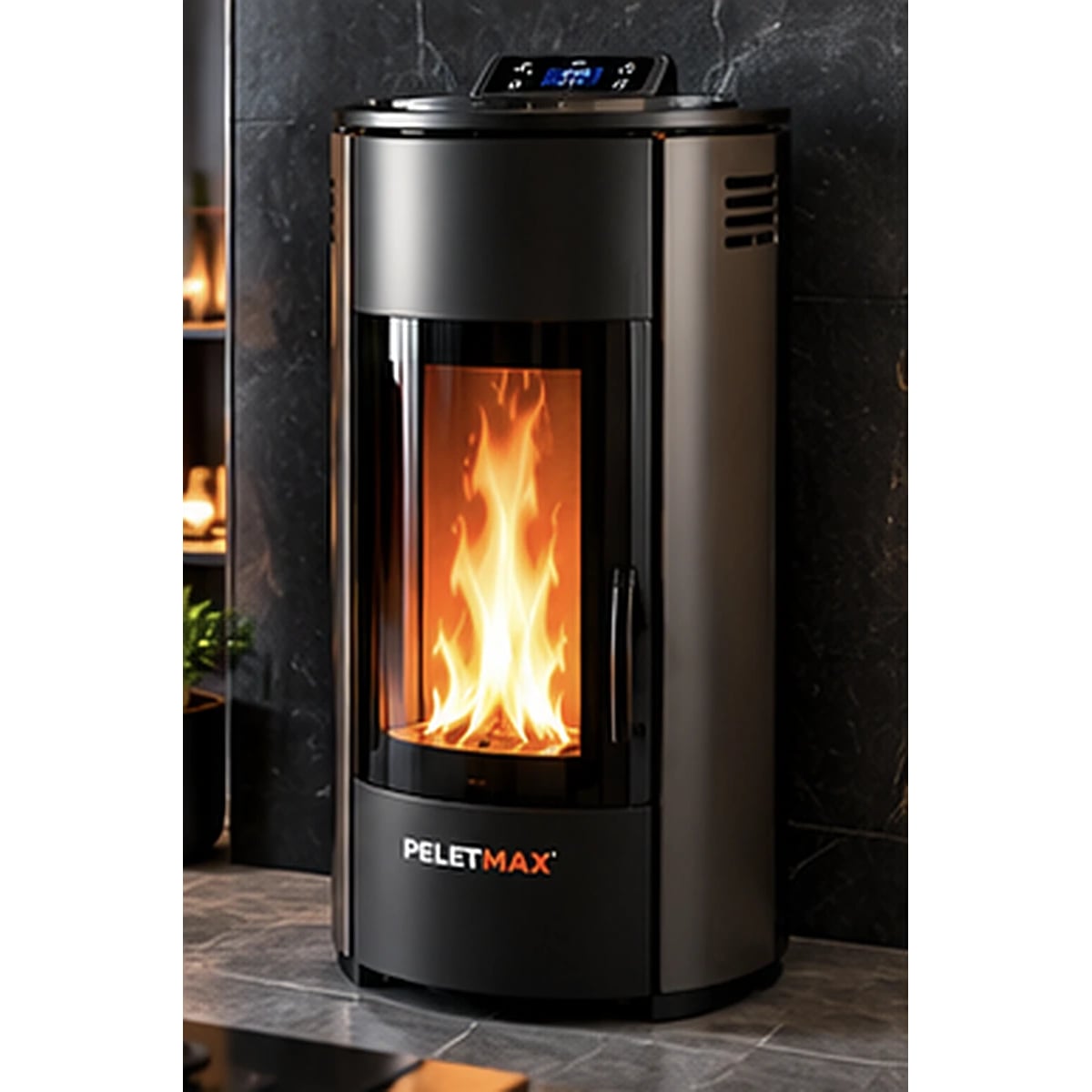 Peletmax Grafit 14 kW Antrasit Pelet Sobası – ortam görseli