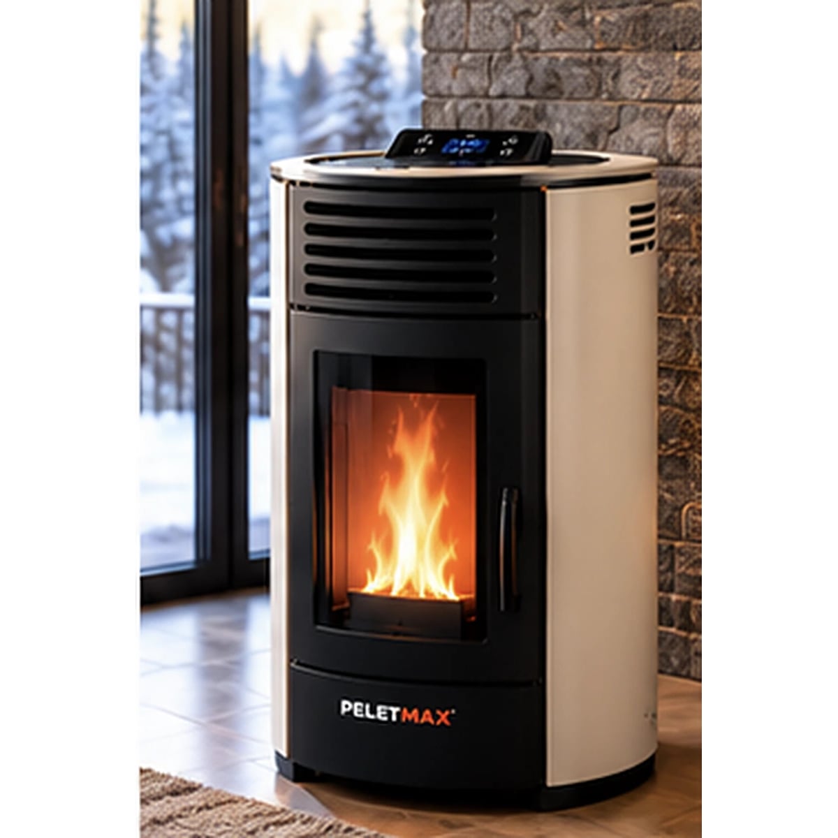 Peletmax Krema 10 kW Bej Pelet Sobası – ortam görseli