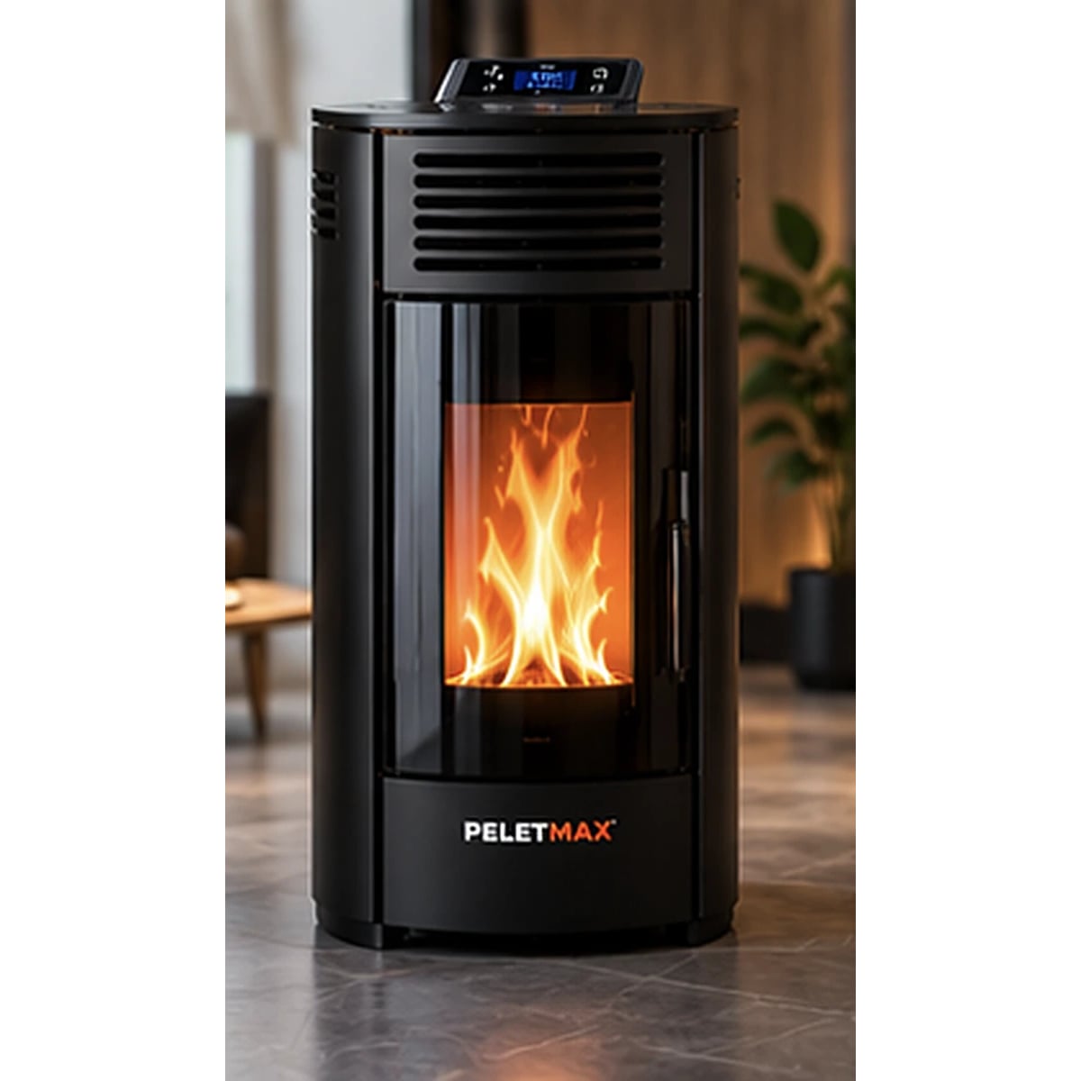 Peletmax Lumina 10 kW Geniş Camlı Pelet Sobası – ortam görseli